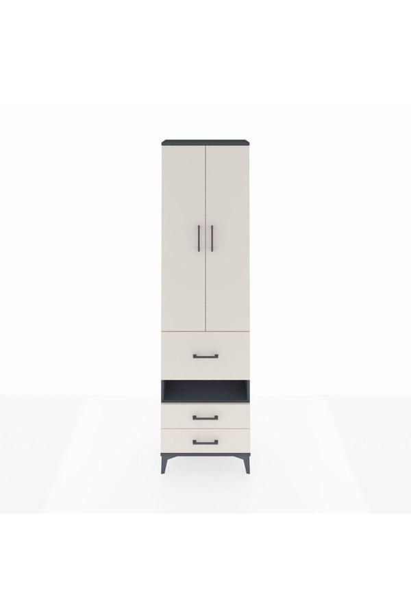 Dienni Arges Dolap 3 Raflı 3 Çekmeceli Tek Askılı 60 x 30 x 221 Antrasit-Aytaşı - Image 1