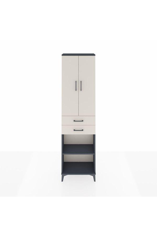 Dienni Arges Dolap 3 Raflı 2 Çekmeceli Tek Askılı 60 x 30 x 221 Antrasit-Aytaşı - Image 1