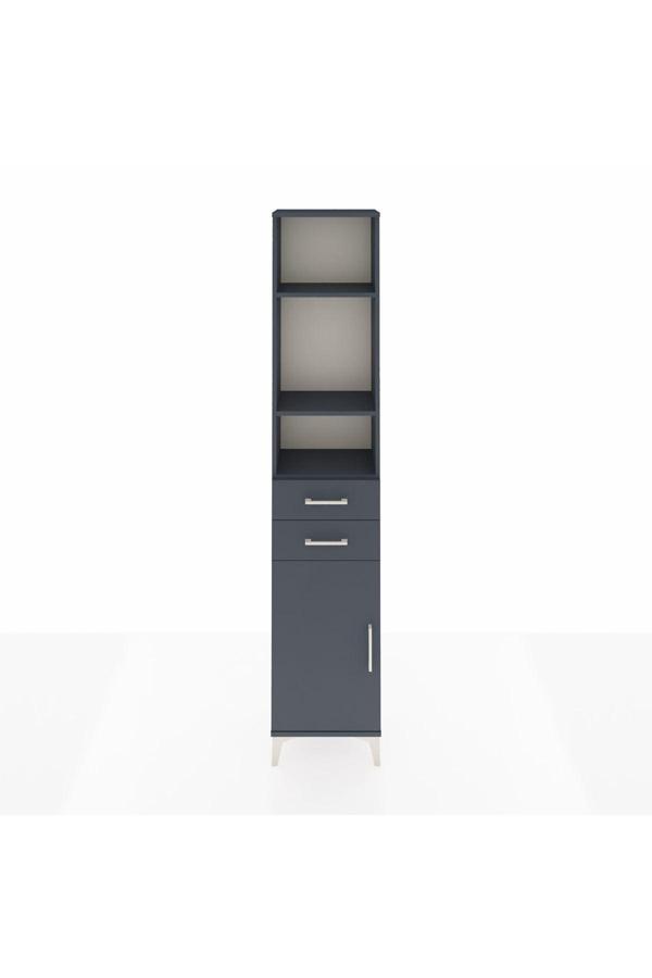 Dienni Arges Dolap 4 Raflı 2 Çekmeceli Tek Kapaklı 44 x 30 x 221 Antrasit-Antrasit - Image 1