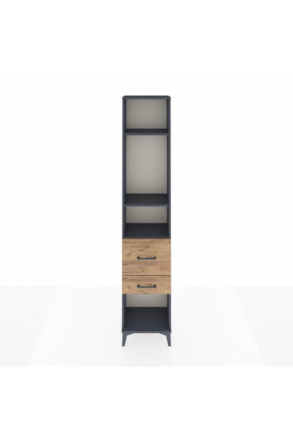 Dienni Arges Dolap 3 Raflı 2 Çekmeceli 44 x 30 x 221 cm Antrasit - Çam - Image 1