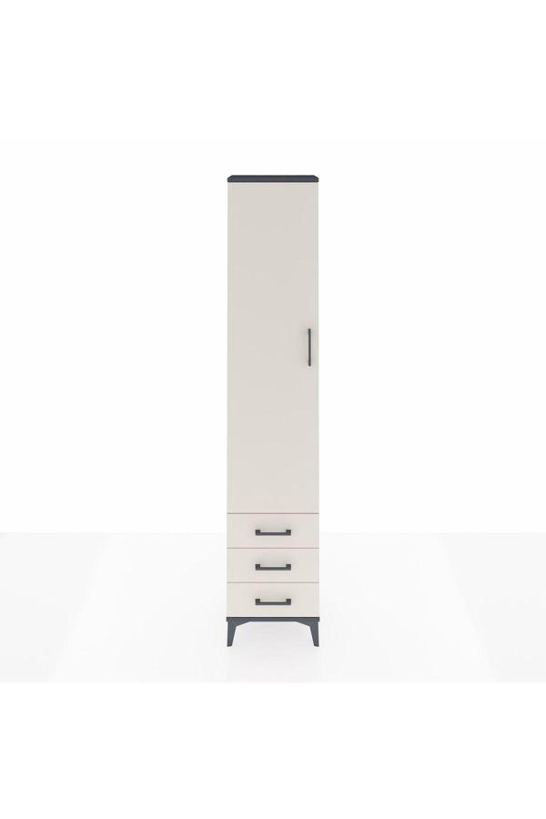 Dienni Arges Dolap 2 Raflı 3 Çekmeceli Tek Askılı 44 x 30 x 221 Antrasit-Aytaşı - Image 1