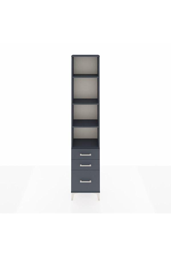 Dienni Arges Dolap 4 Raflı 3 Çekmeceli 44 x 30 x 221 Antrasit-Antrasit - Image 1