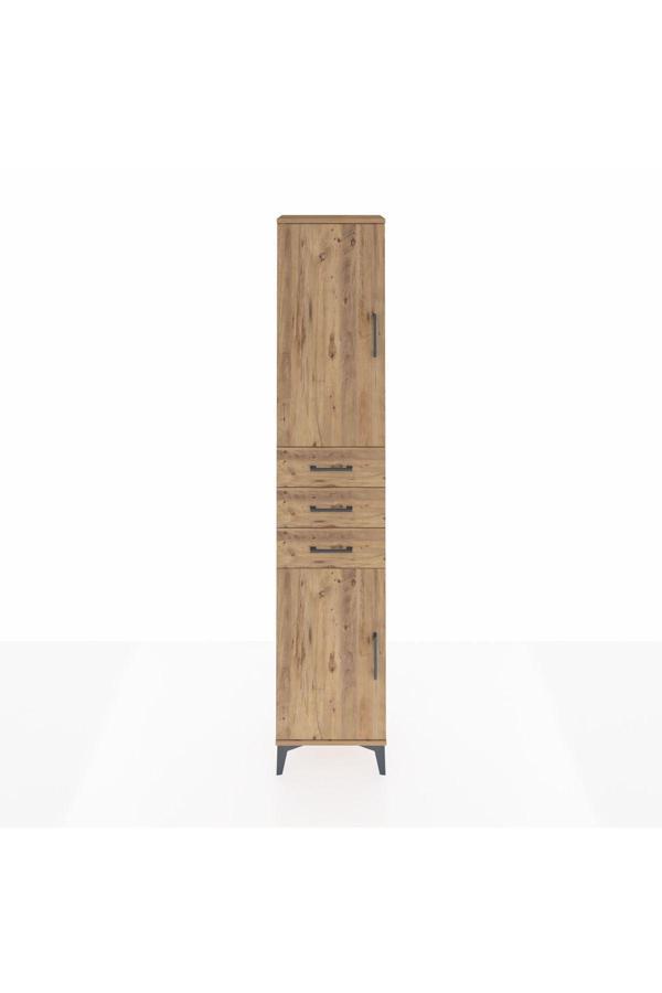 Dienni Arges Dolap 4 Raflı 3 Çekmeceli 2 Kapaklı 44 x 30 x 221 Çam-Çam - Image 1