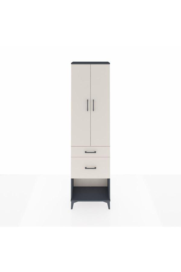 Dienni Arges Dolap 2 Raflı 2 Çekmeceli Tek Askılı 60 x 30 x 221 Antrasit-Aytaşı - Image 1