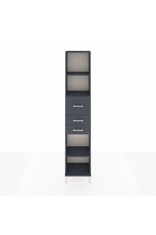 Dienni Arges Dolap 3 Raflı 3 Çekmeceli 44 x 30 x 221 Antrasit-Antrasit - Image 1