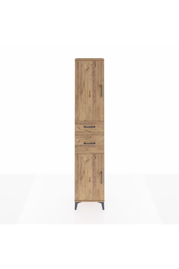 Dienni Arges Dolap 4 Raflı 2 Çekmeceli 2 Kapaklı 44 x 30 x 221 Çam-Çam - Image 1