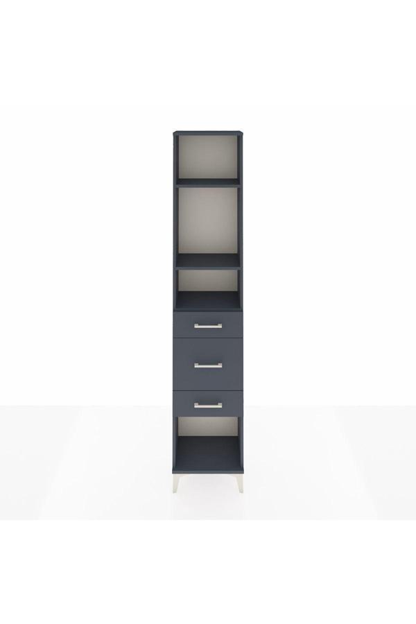 Dienni Arges Dolap 3 Raflı 3 Çekmeceli 44 x 30 x 221 Antrasit-Antrasit - Image 1