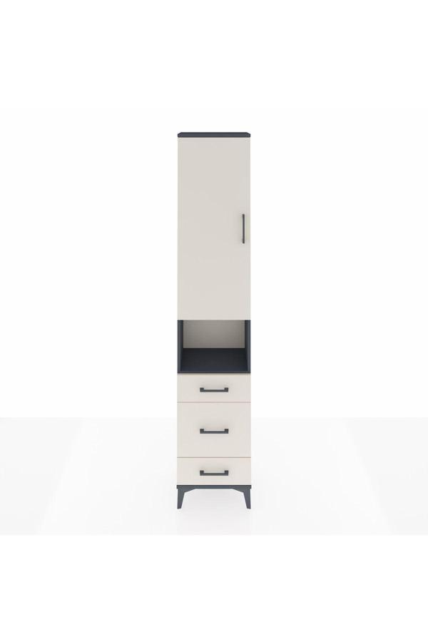 Dienni Arges Dolap 4 Raflı 3 Çekmeceli Tek Kapaklı 44 x 30 x 221 Antrasit-Aytaşı - Image 1