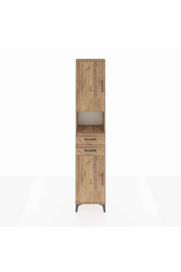 Dienni Arges Dolap 4 Raflı 2 Çekmeceli 2 Kapaklı 44 x 30 x 221 Çam-Çam - Image 1