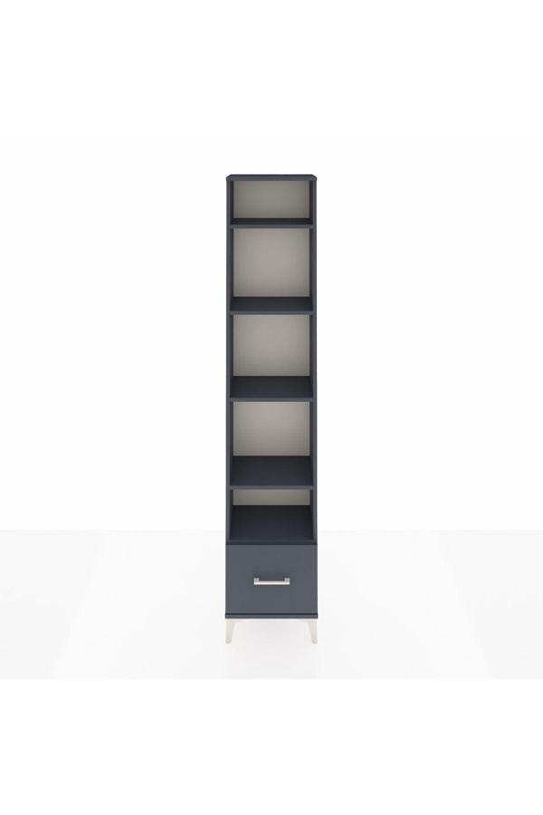 Dienni Arges Dolap 5 Raflı Tek Çekmeceli 44 x 30 x 221 Antrasit-Antrasit - Image 1