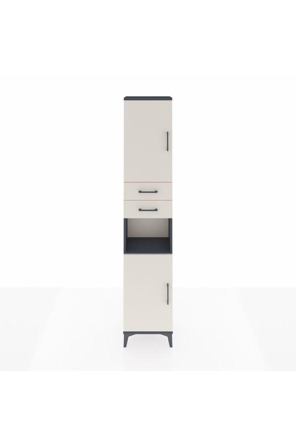 Dienni Arges Dolap 4 Raflı 2 Çekmeceli 2 Kapaklı 44 x 30 x 221 Antrasit-Aytaşı - Image 1