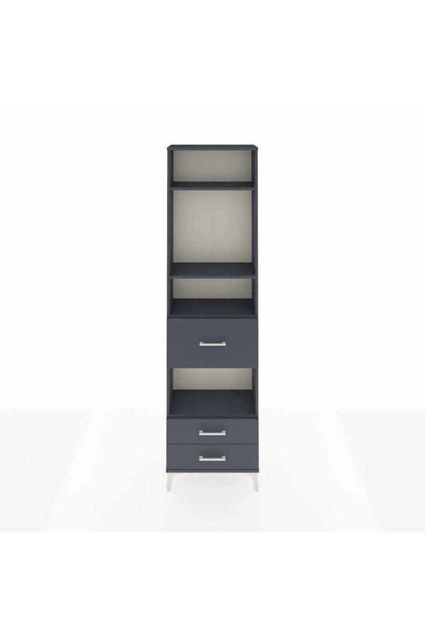 Dienni Arges Dolap 4 Raflı 3 Çekmeceli 60 x 30 x 221 Antrasit-Antrasit - Image 1