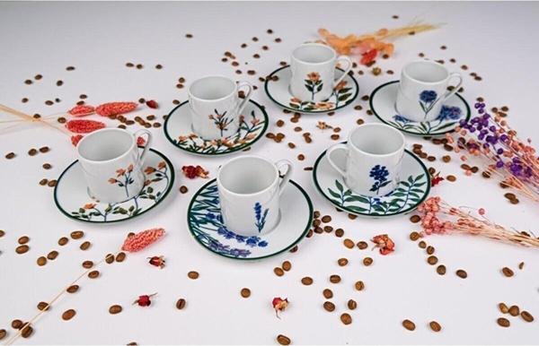 Porland Flower Garden Kahve Fincan Takımı 6 Kişilik 12 Parça 90cc - Image 1