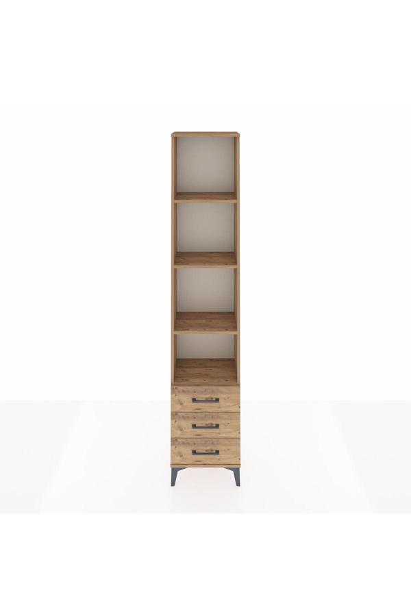 Dienni Arges Dolap 4 Raflı 3 Çekmeceli 44 x 30 x 221 Çam-Çam - Image 1