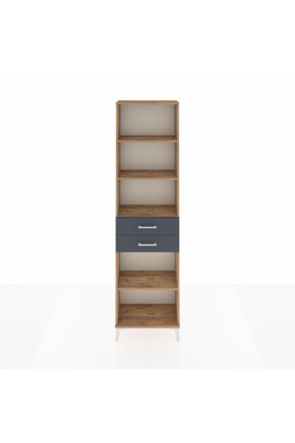 Dienni Arges Dolap 4 Raflı 2 Çekmeceli 60 x 30 x 221 Çam-Antrasit - Image 1