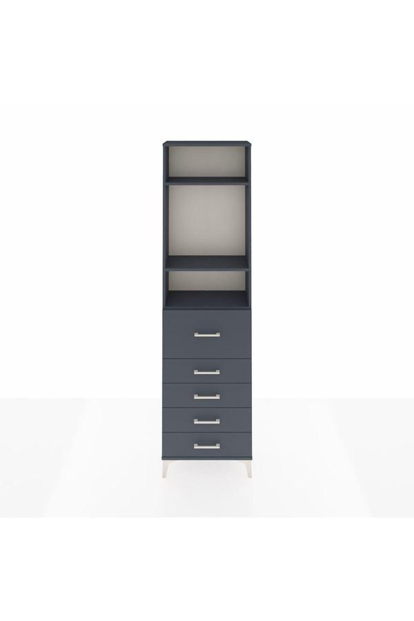 Dienni Arges Dolap 3 Raflı 5 Çekmeceli 60 x 30 x 221 Antrasit-Antrasit - Image 1