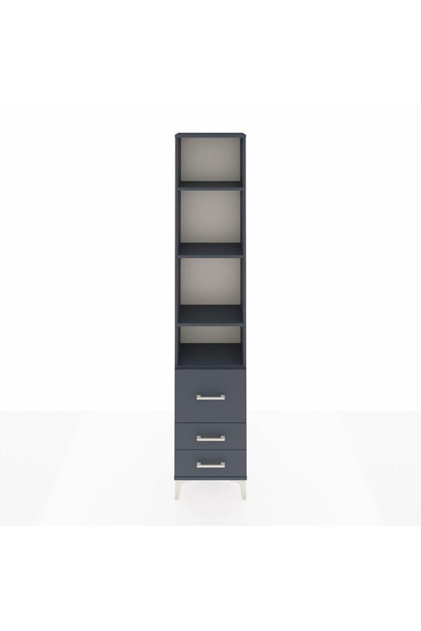Dienni Arges Dolap 4 Raflı 3 Çekmeceli 44 x 30 x 221 Antrasit-Antrasit - Image 1