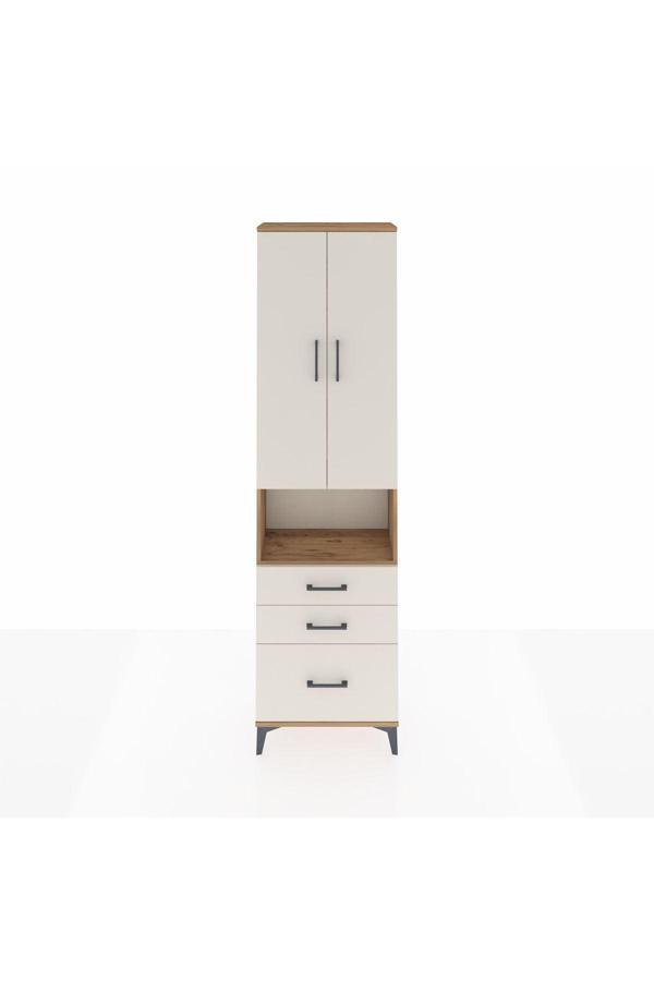 Dienni Arges Dolap 3 Raflı 3 Çekmeceli Tek Askılı 60 x 30 x 221 Çam-Aytaşı - Image 1