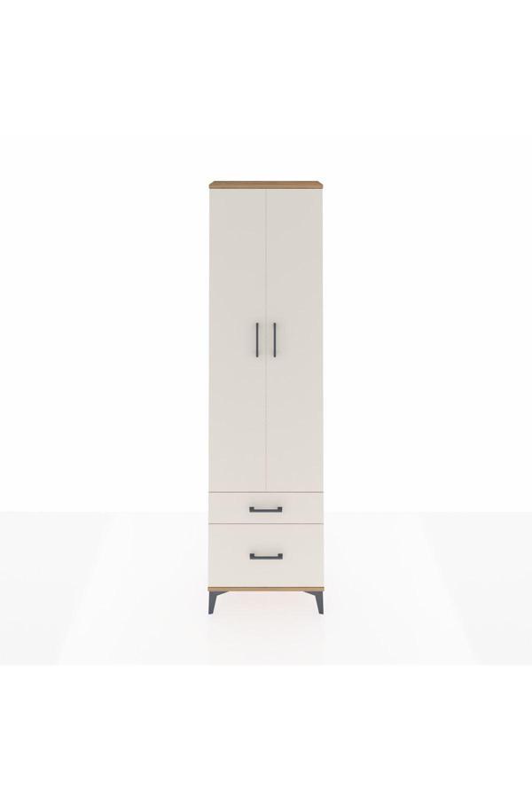 Dienni Arges Dolap 3 Raflı 2 Çekmeceli Tek Askılı 60 x 30 x 221 Çam-Aytaşı - Image 1