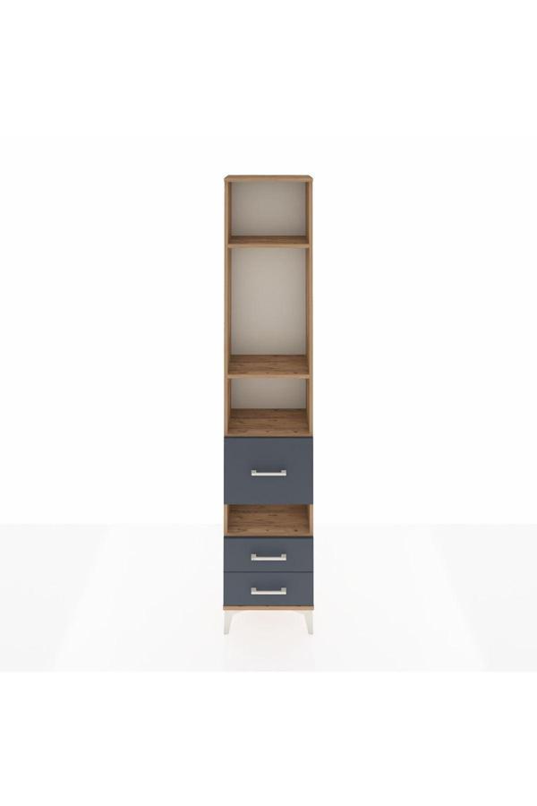 Dienni Arges Dolap 4 Raflı 3 Çekmeceli 44 x 30 x 221 Çam-Antrasit - Image 1