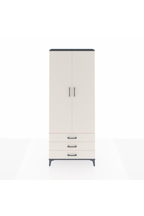 Dienni Arges Dolap 2 Raflı 3 Çekmeceli 1 Askılı 88 x 30 x 221 cm Antrasit - Aytaşı - Image 1