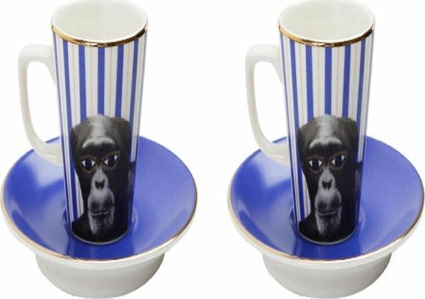 Porland Wild Life Monkey Tabaklı Kahve Fincanı 75cc 2'li - Image 1