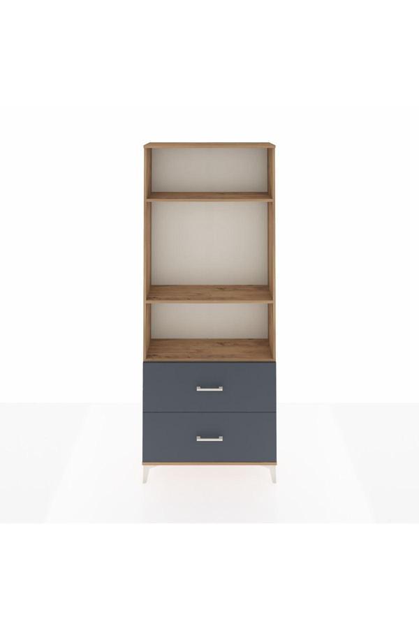 Dienni Arges Dolap 3 Raflı 2 Çekmeceli 88 x 30 x 221 Çam-Antrasit - Image 1