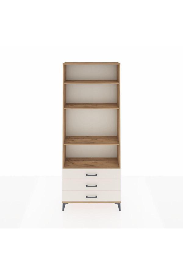 Dienni Arges Dolap 4 Raflı 3 Çekmeceli 88 x 30 x 221 Çam-Aytaşı - Image 1