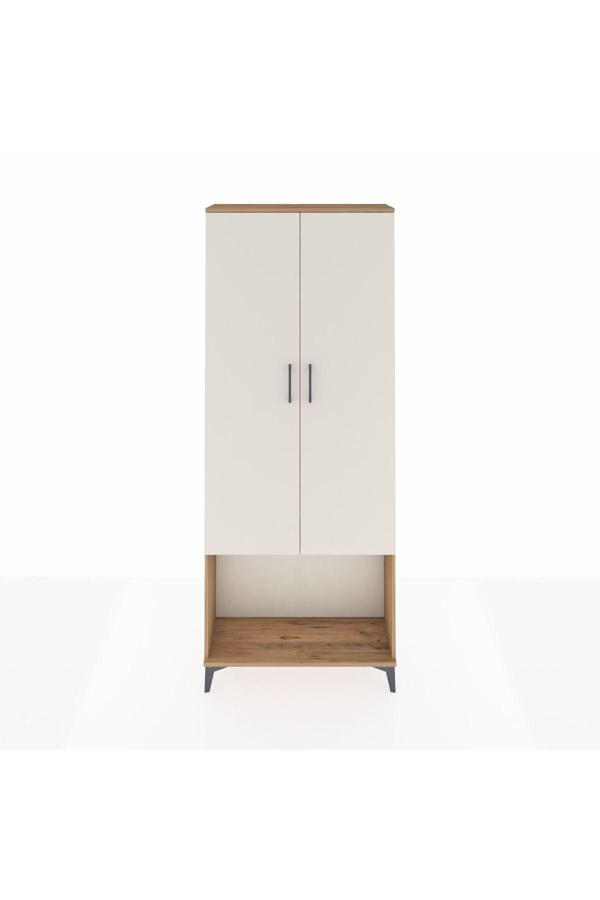 Dienni Arges Dolap 2 Raflı 2 Kapaklı Tek Askılı 88 x 30 x 221 Çam-Aytaşı - Image 1
