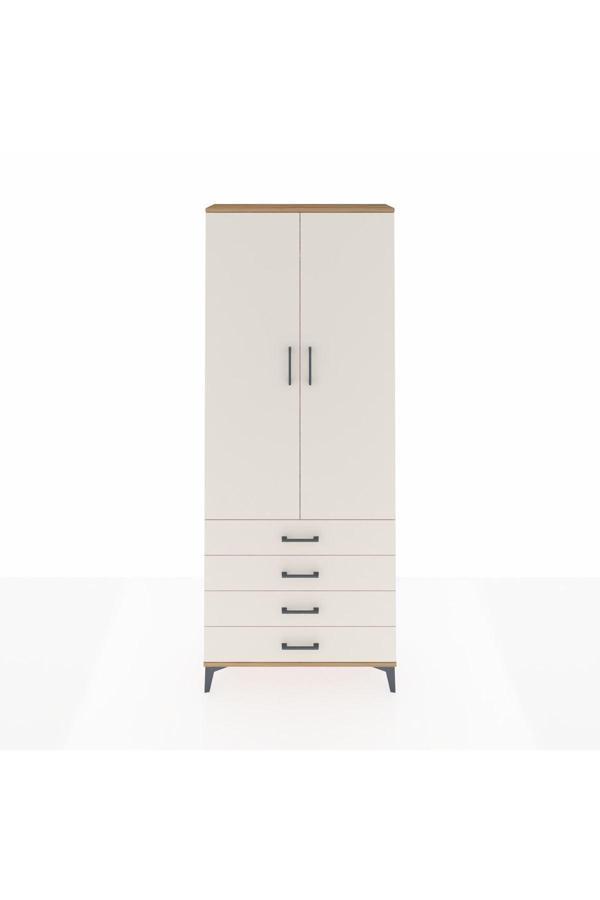 Dienni Arges Dolap 2 Raflı 4 Çekmeceli Tek Askılı 88 x 30 x 221 Çam-Aytaşı - Image 1