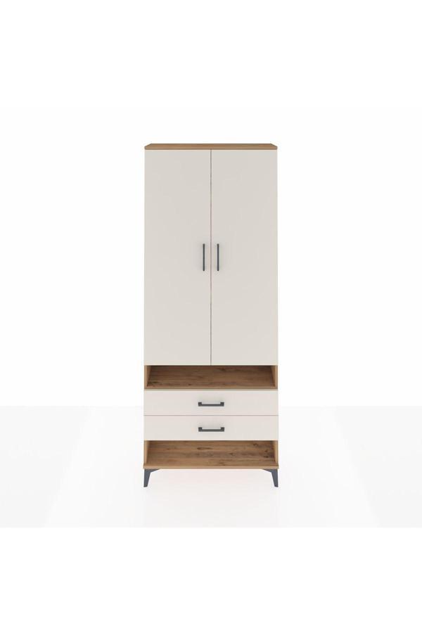 Dienni Arges Dolap 4 Raflı 2 Çekmeceli 2 Kapaklı 88 x 30 x 221 Çam-Aytaşı - Image 1
