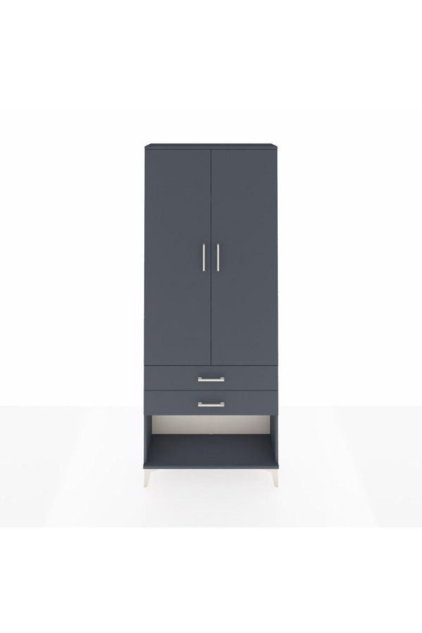 Dienni Arges Dolap 3 Raflı 2 Çekmeceli 2 Kapaklı 88 x 30 x 221 cm Antrasit - Antrasit - Image 1