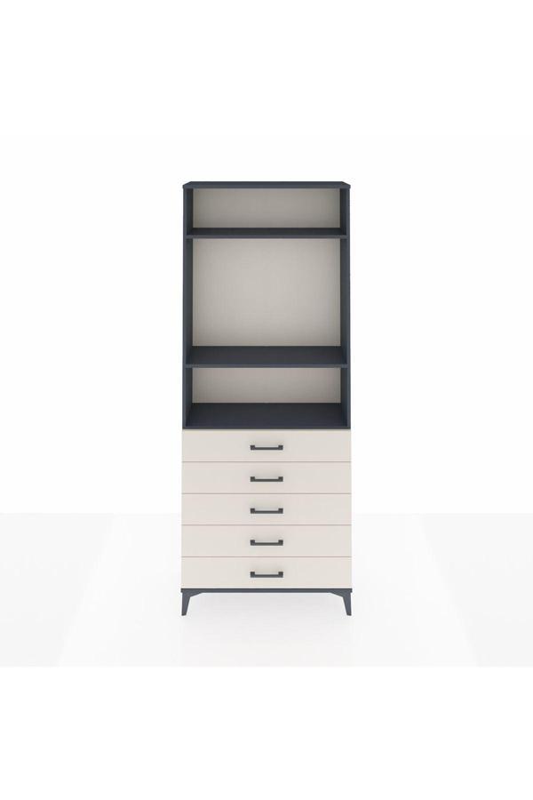 Dienni Arges Dolap 3 Raflı 5 Çekmeceli 88 x 30 x 221 Antrasit-Aytaşı - Image 1