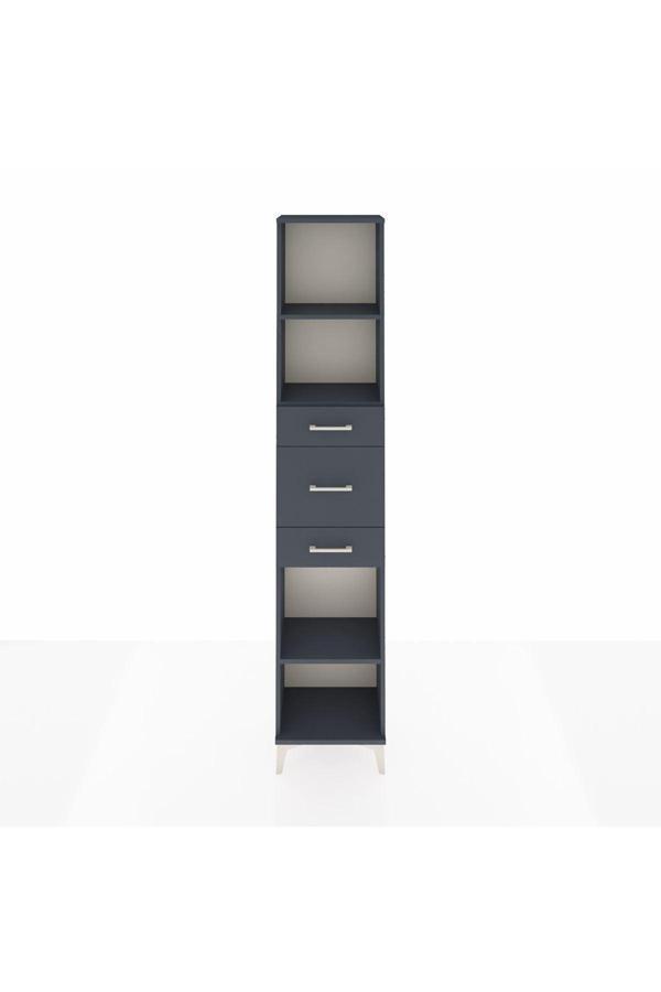 Dienni Arges Dolap 3 Raflı 3 Çekmeceli 44 x 30 x 221 Antrasit-Antrasit - Image 1