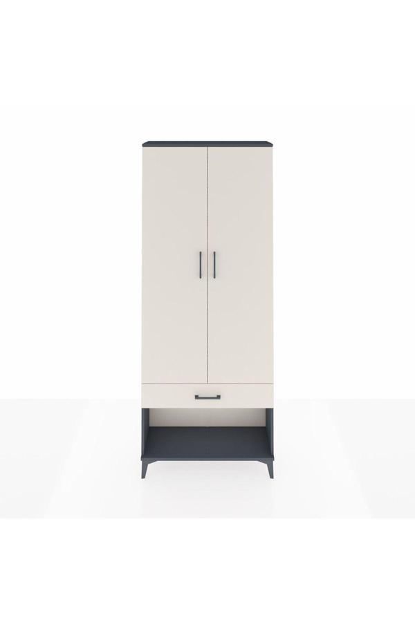 Dienni Arges Dolap 2 Raflı Tek Çekmeceli Tek Askılı 88 x 30 x 221 Antrasit-Aytaşı - Image 1