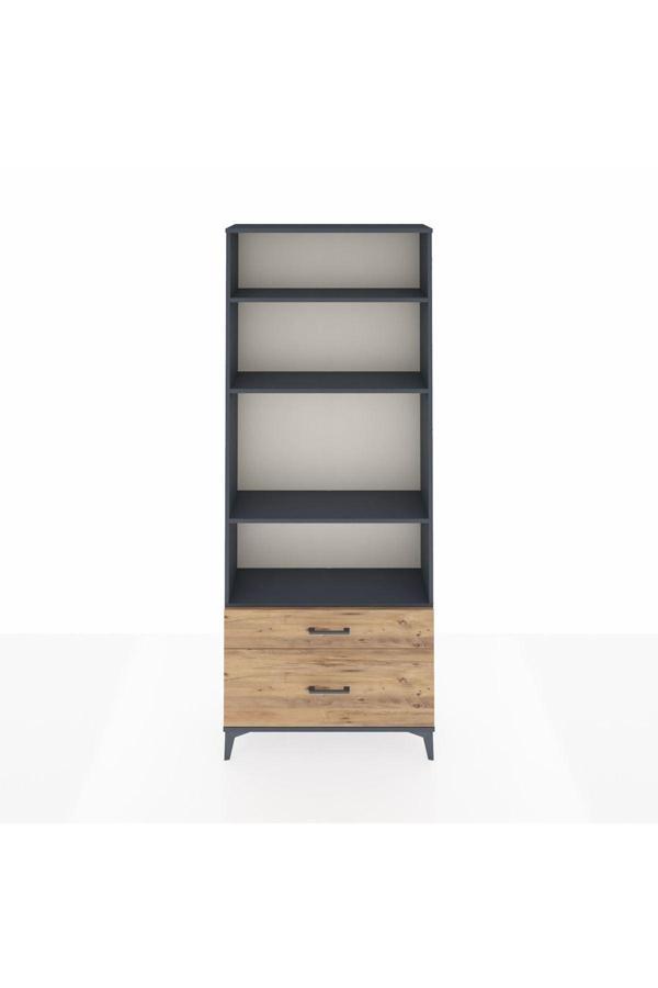 Dienni Arges Dolap 4 Raflı 2 Çekmeceli 88 x 30 x 221 Antrasit-Çam - Image 1