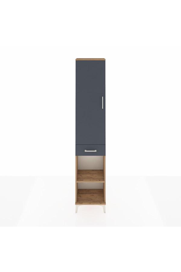 Dienni Arges Dolap 3 Raflı Tek Çekmeceli Tek Askılı 44 x 30 x 221 Çam-Antrasit - Image 1