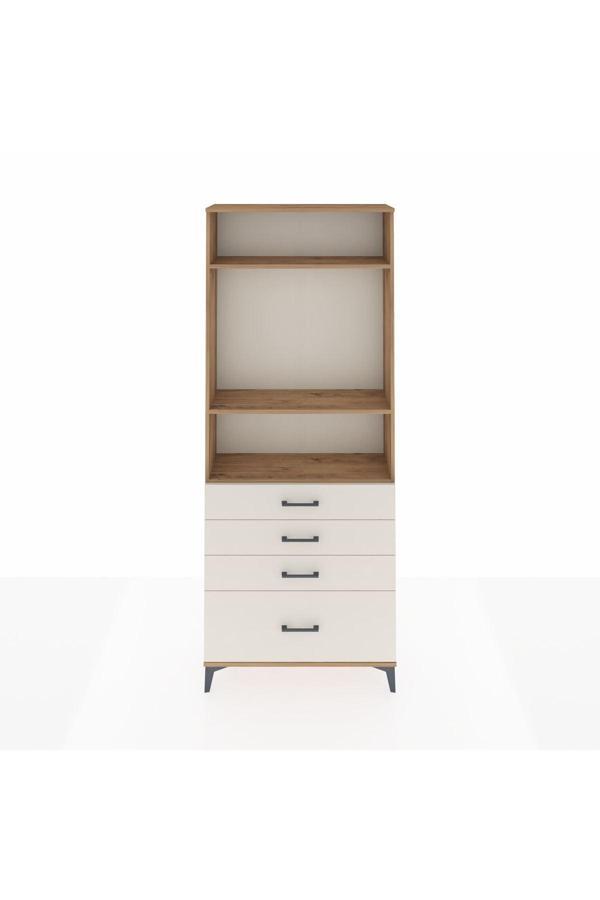 Dienni Arges Dolap 3 Raflı 4 Çekmeceli 88 x 30 x 221 Çam-Aytaşı - Image 1