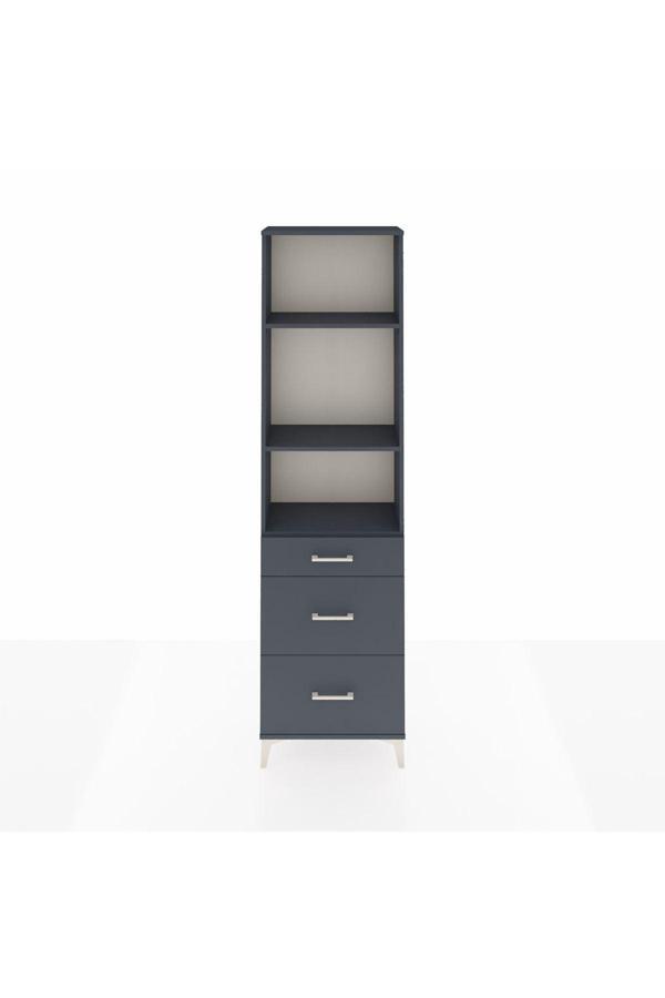 Dienni Arges Dolap 3 Raflı 3 Çekmeceli 60 x 30 x 221 Antrasit-Antrasit - Image 1