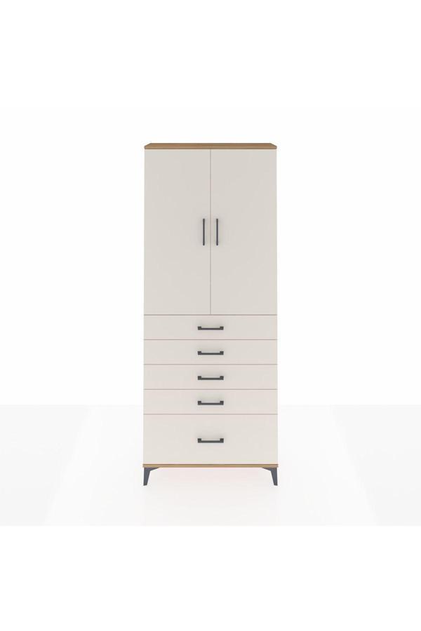 Dienni Arges Dolap 2 Raflı 5 Çekmeceli 2 Kapaklı 88 x 30 x 221 cm Çam - Aytaşı - Image 1