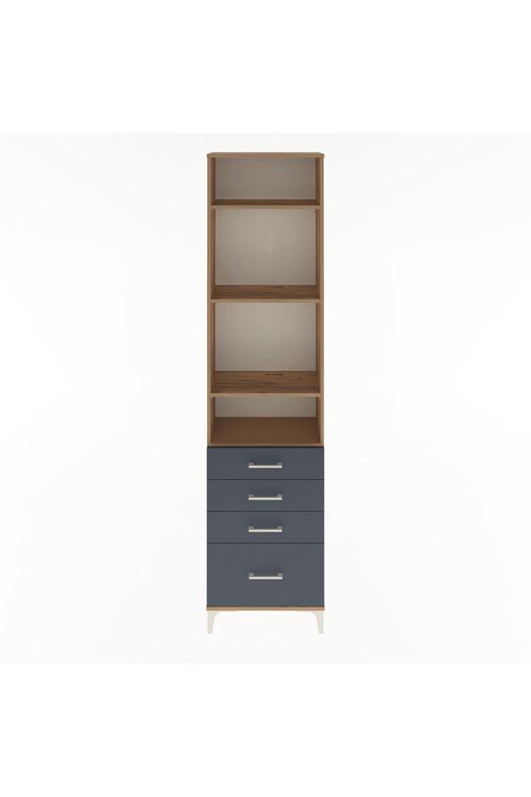Dienni Arges Dolap 4 Raflı 4 Çekmeceli 60 x 30 x 243 Çam-Antrasit - Image 1