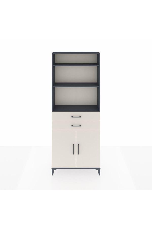 Dienni Arges Dolap 4 Raflı 2 Çekmeceli 2 Kapaklı 88 x 30 x 221 Antrasit-Aytaşı - Image 1