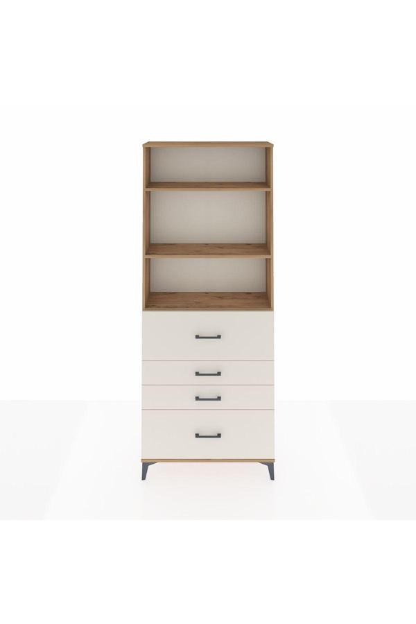 Dienni Arges Dolap 3 Raflı 4 Çekmeceli 88 x 30 x 221 Çam-Aytaşı - Image 1