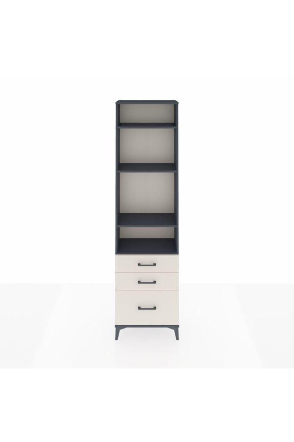 Dienni Arges Dolap 4 Raflı 3 Çekmeceli 60 x 30 x 221 Antrasit-Aytaşı - Image 1