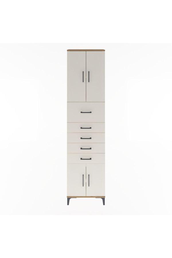 Dienni Arges Dolap 3 Raflı 5 Çekmeceli 4 Kapaklı 60 x 30 x 243 Çam-Aytaşı - Image 1