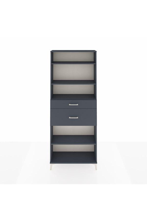 Dienni Arges Dolap 4 Raflı 2 Çekmeceli 88 x 30 x 221 Antrasit-Antrasit - Image 1
