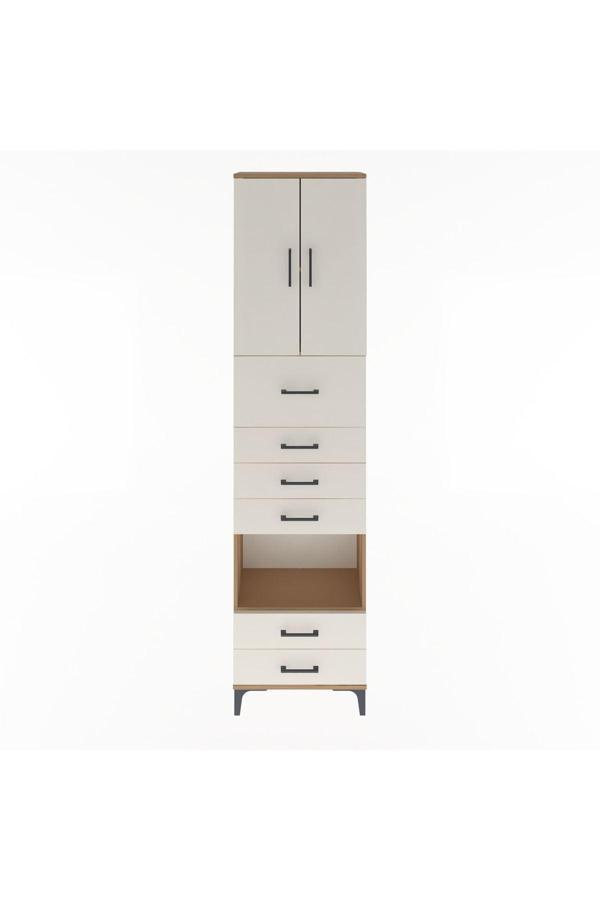 Dienni Arges Dolap 3 Raflı 6 Çekmeceli 2 Kapaklı 60 x 30 x 243 Çam-Aytaşı - Image 1