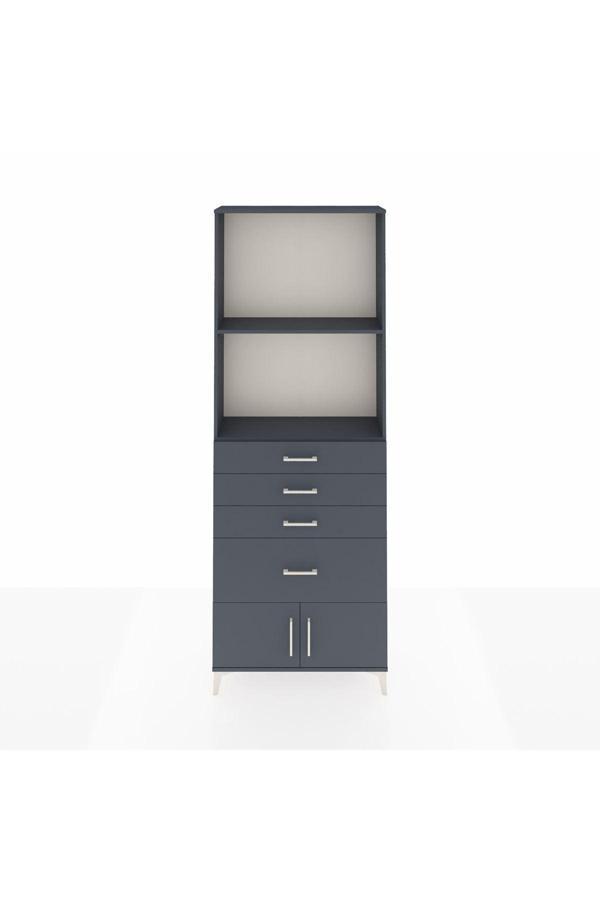 Dienni Arges Dolap 2 Raflı 4 Çekmeceli 2 Kapaklı 88 x 30 x 243 cm Antrasit - Antrasit - Image 1