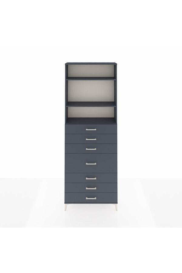 Dienni Arges Dolap 3 Raflı 7 Çekmeceli 88 x 30 x 243 Antrasit-Antrasit - Image 1