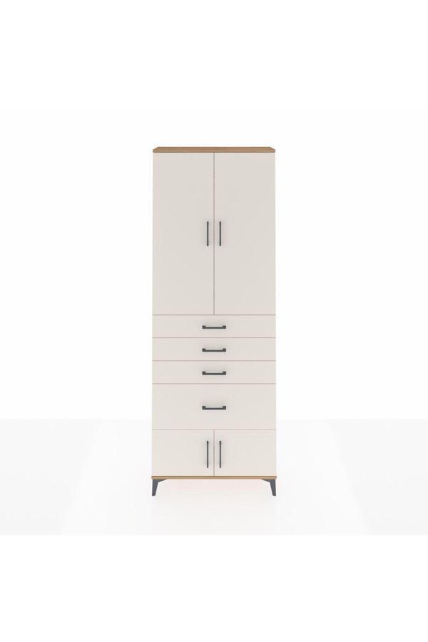 Dienni Arges Dolap 2 Raflı 4 Çekmeceli 4 Kapaklı 88 x 30 x 243 cm Çam - Aytaşı - Image 1